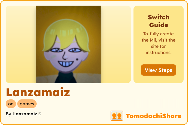 Lanzamaiz, a male Mii  with tags: oc, games