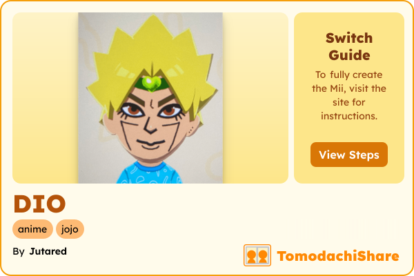 DIO, a male Mii  with tags: anime, jojo
