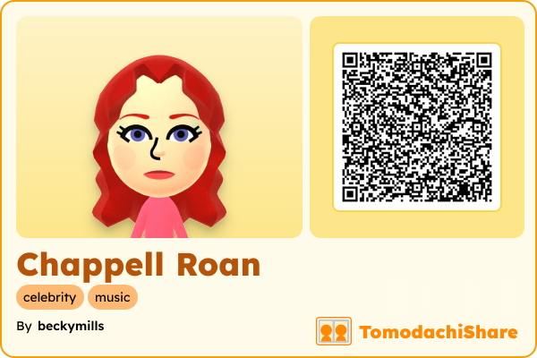Chappell Roan, a female Mii  with tags: celebrity, music