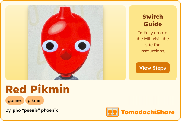Red Pikmin, a male Mii  with tags: games, pikmin