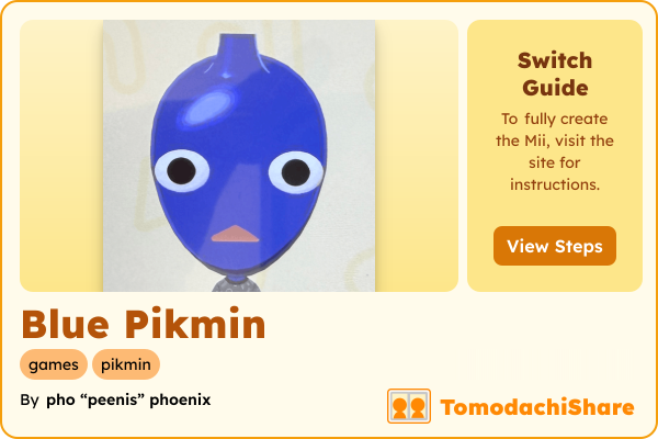Blue Pikmin, a female Mii  with tags: games, pikmin