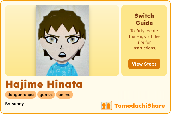 Hajime Hinata, a male Mii  with tags: danganronpa, games, anime