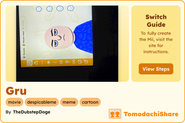 Gru, a male Mii  with tags: movie, despicableme, meme, cartoon