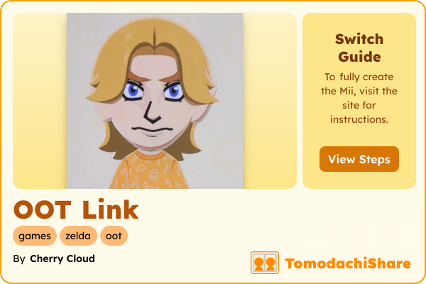 OOT Link, a male Mii  with tags: games, zelda, oot