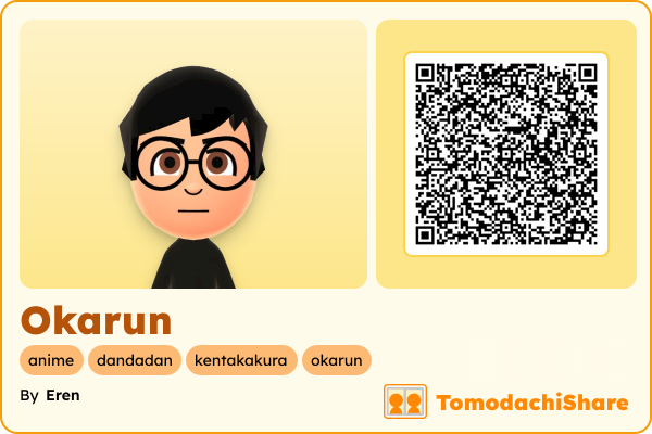 Okarun, a male Mii  with tags: anime, dandadan, kentakakura, okarun