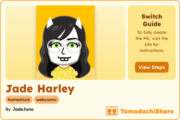 Jade Harley, a female Mii  with tags: homestuck, webcomic
