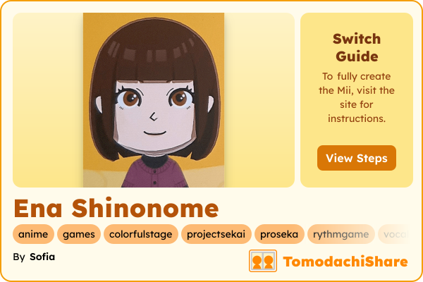 Ena Shinonome, a female Mii  with tags: anime, games, colorfulstage, projectsekai, proseka, rythmgame, vocaloid, mobilegame