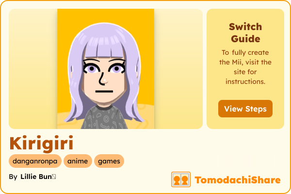 Kirigiri, a female Mii  with tags: danganronpa, anime, games