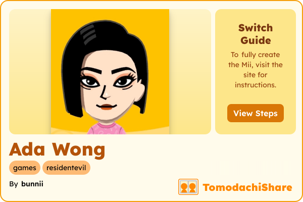 Ada Wong, a female Mii  with tags: games, residentevil