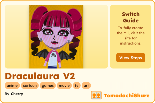 Draculaura V2, a female Mii  with tags: anime, cartoon, games, movie, tv, art