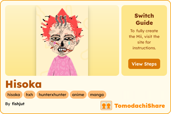 Hisoka, a male Mii  with tags: hisoka, hxh, hunterxhunter, anime, manga