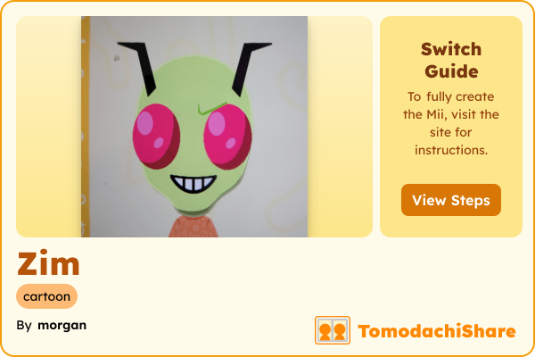 Zim, a nonbinary Mii  with tags: cartoon