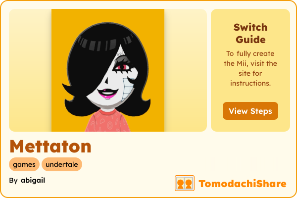 Mettaton, a male Mii  with tags: games, undertale