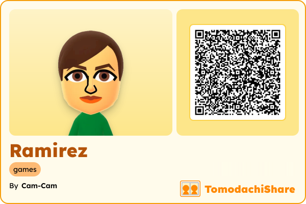 Ramirez, a female Mii  with tags: games