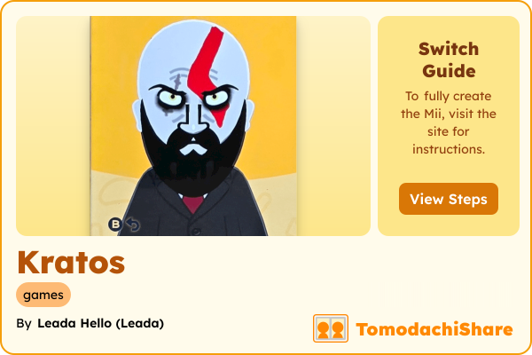 Kratos, a male Mii  with tags: games