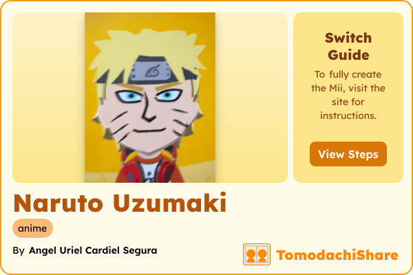 Naruto Uzumaki, a male Mii  with tags: anime