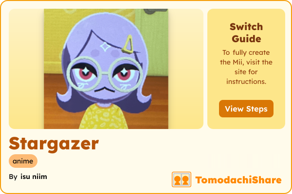 Stargazer, a nonbinary Mii  with tags: anime