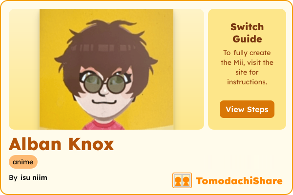 Alban Knox, a male Mii  with tags: anime