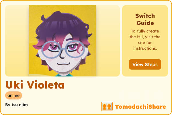Uki Violeta, a male Mii  with tags: anime