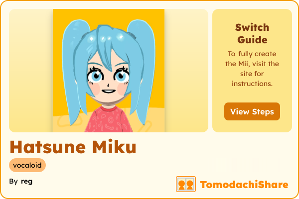 Hatsune Miku, a female Mii  with tags: vocaloid