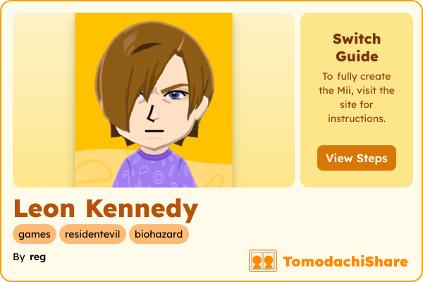 Leon Kennedy, a male Mii  with tags: games, residentevil, biohazard