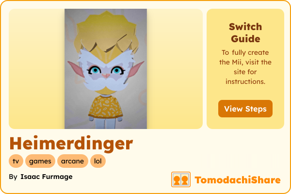 Heimerdinger, a male Mii  with tags: tv, games, arcane, lol