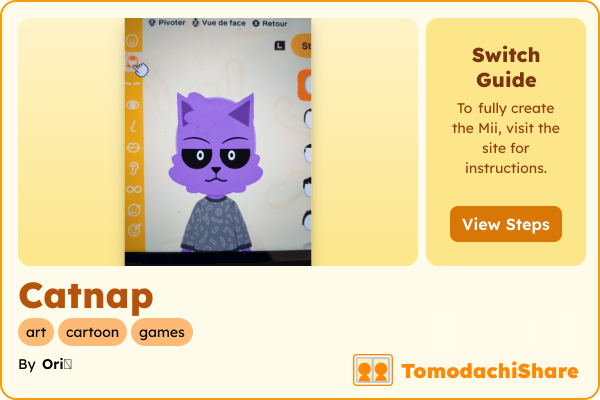 Catnap, a male Mii  with tags: art, cartoon, games