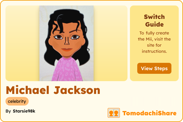 Michael Jackson, a male Mii  with tags: celebrity
