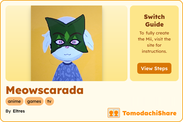 Meowscarada, a male Mii  with tags: anime, games, tv