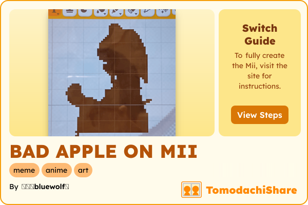BAD APPLE ON MII, a female Mii  with tags: meme, anime, art
