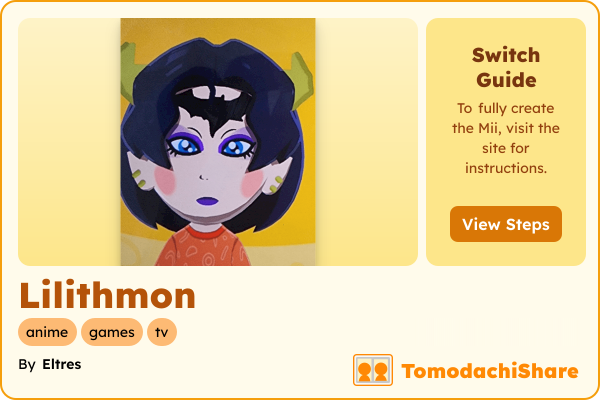 Lilithmon, a female Mii  with tags: anime, games, tv