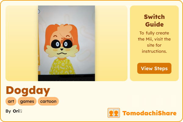 Dogday, a male Mii  with tags: art, games, cartoon