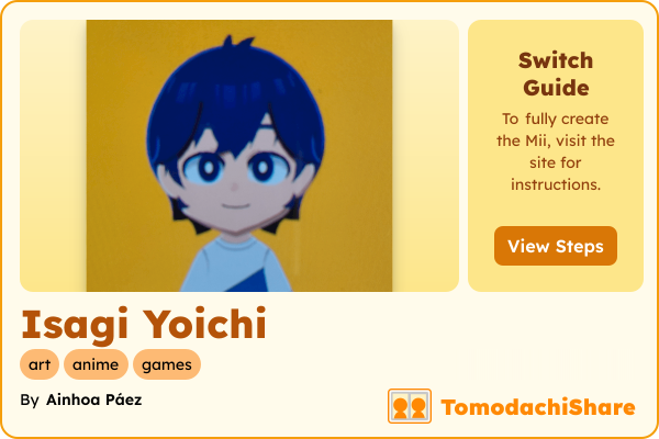 Isagi Yoichi, a male Mii  with tags: art, anime, games