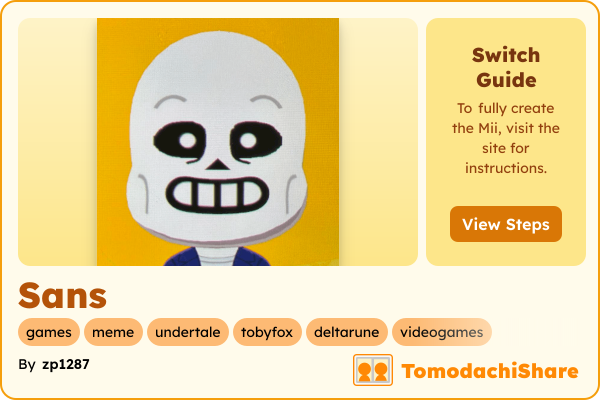 Sans, a male Mii  with tags: games, meme, undertale, tobyfox, deltarune, videogames
