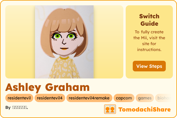 Ashley Graham, a female Mii  with tags: residentevil, residentevil4, residentevil4remake, capcom, games, biohazard
