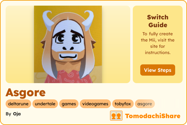 Asgore, a male Mii  with tags: deltarune, undertale, games, videogames, tobyfox, asgore