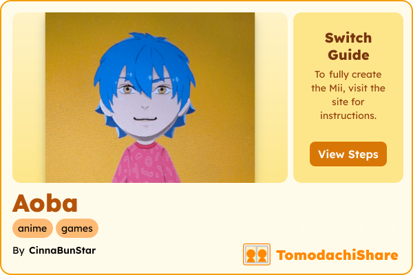 Aoba, a male Mii  with tags: anime, games