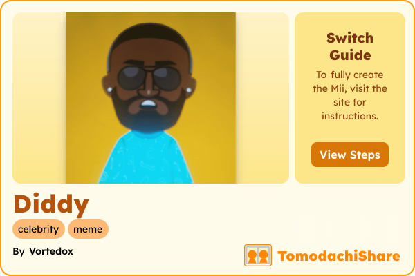 Diddy, a male Mii  with tags: celebrity, meme