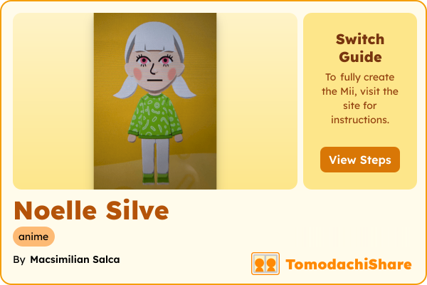 Noelle Silve, a female Mii  with tags: anime