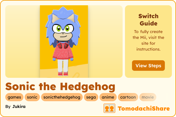 Sonic the Hedgehog, a male Mii  with tags: games, sonic, sonicthehedgehog, sega, anime, cartoon, movie