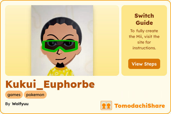 Kukui_Euphorbe, a male Mii  with tags: games, pokemon