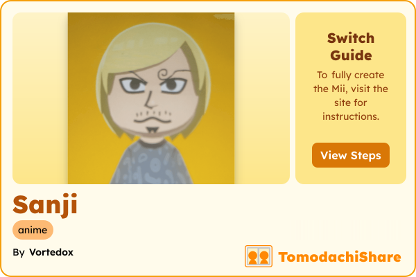 Sanji, a male Mii  with tags: anime