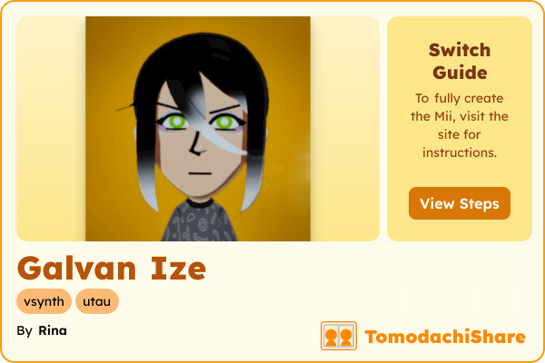 Galvan Ize, a male Mii  with tags: vsynth, utau