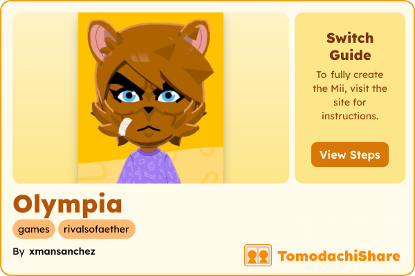 Olympia, a female Mii  with tags: games, rivalsofaether