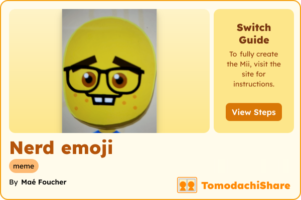 Nerd emoji, a male Mii  with tags: meme