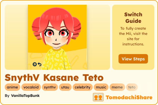 SnythV Kasane Teto, a female Mii  with tags: anime, vocaloid, synthv, utau, celebrity, music, meme, teto