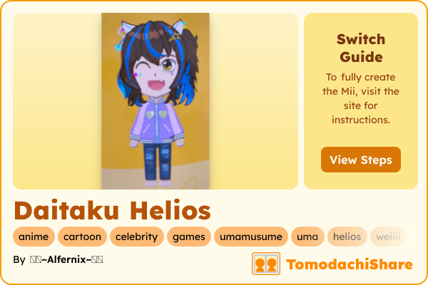 Daitaku Helios, a male Mii  with tags: anime, cartoon, celebrity, games, umamusume, uma, helios, weiiii