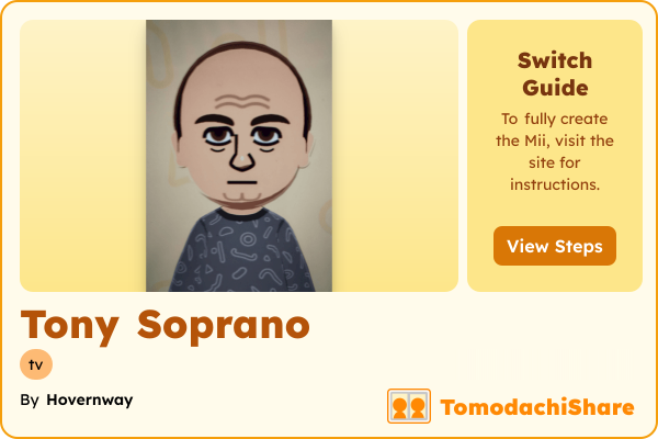 Tony Soprano, a male Mii  with tags: tv