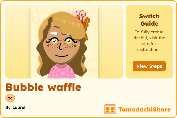 Bubble waffle, a nonbinary Mii  with tags: oc