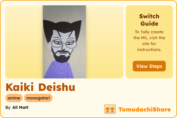 Kaiki Deishu, a male Mii  with tags: anime, monogatari